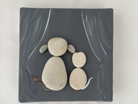 Pebble Art On Canvas "Dogs And Cats Can Be Friends"