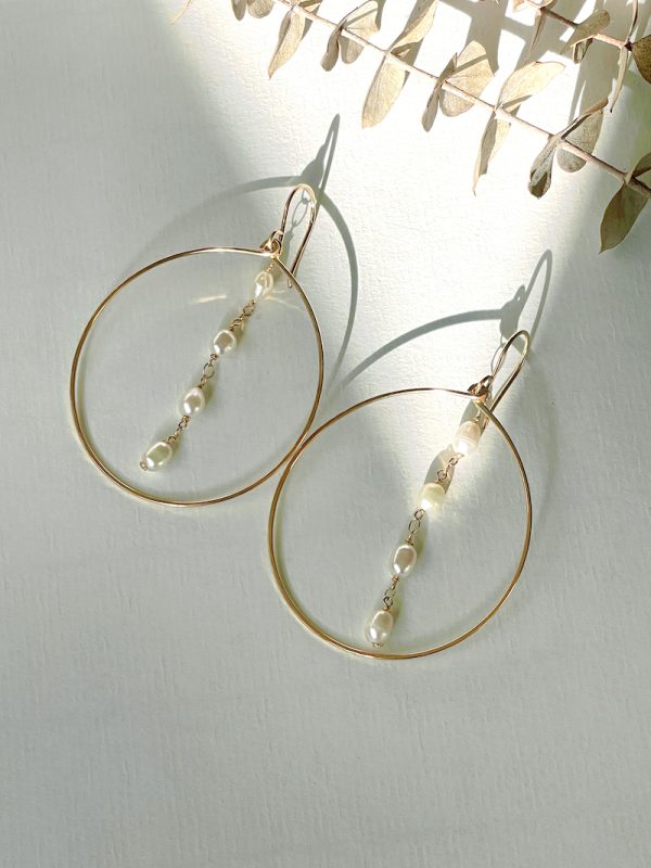 Gold Filled Pearl Hoops - Image 2