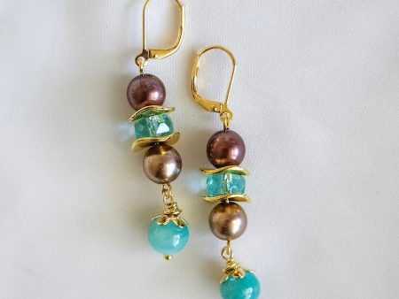 Gemstone and Pearls Earrings "Lunar Charm" 2