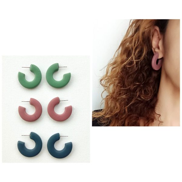 Chunky hoop polymer clay earrings
