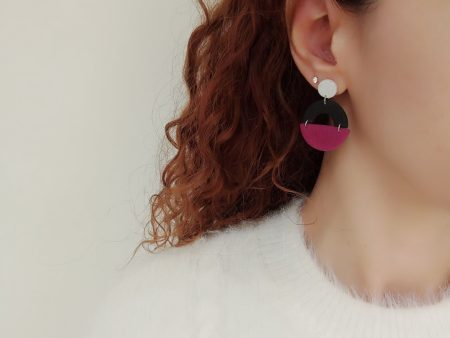 Off-white, black and purple statement polymer clay earrings