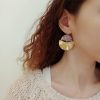 Marbled multicoloured and gold semi-circles polymer clay earrings - Image 4