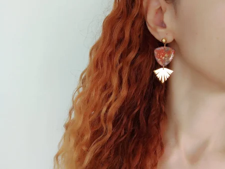 Marbled pumpkin orange and gold dangles