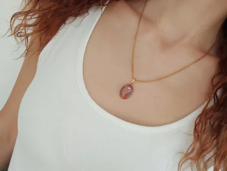 Marbled pumpkin orange pendant necklace