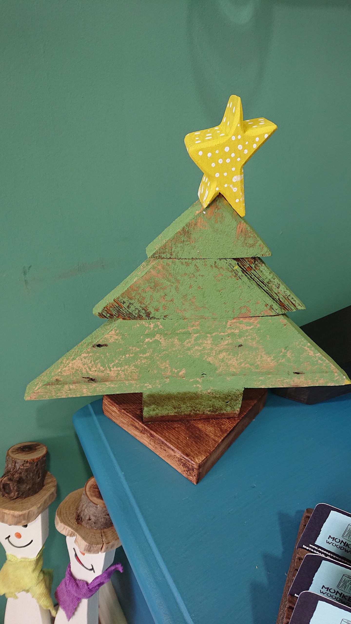 Repurposed wood Christmas tree decoration