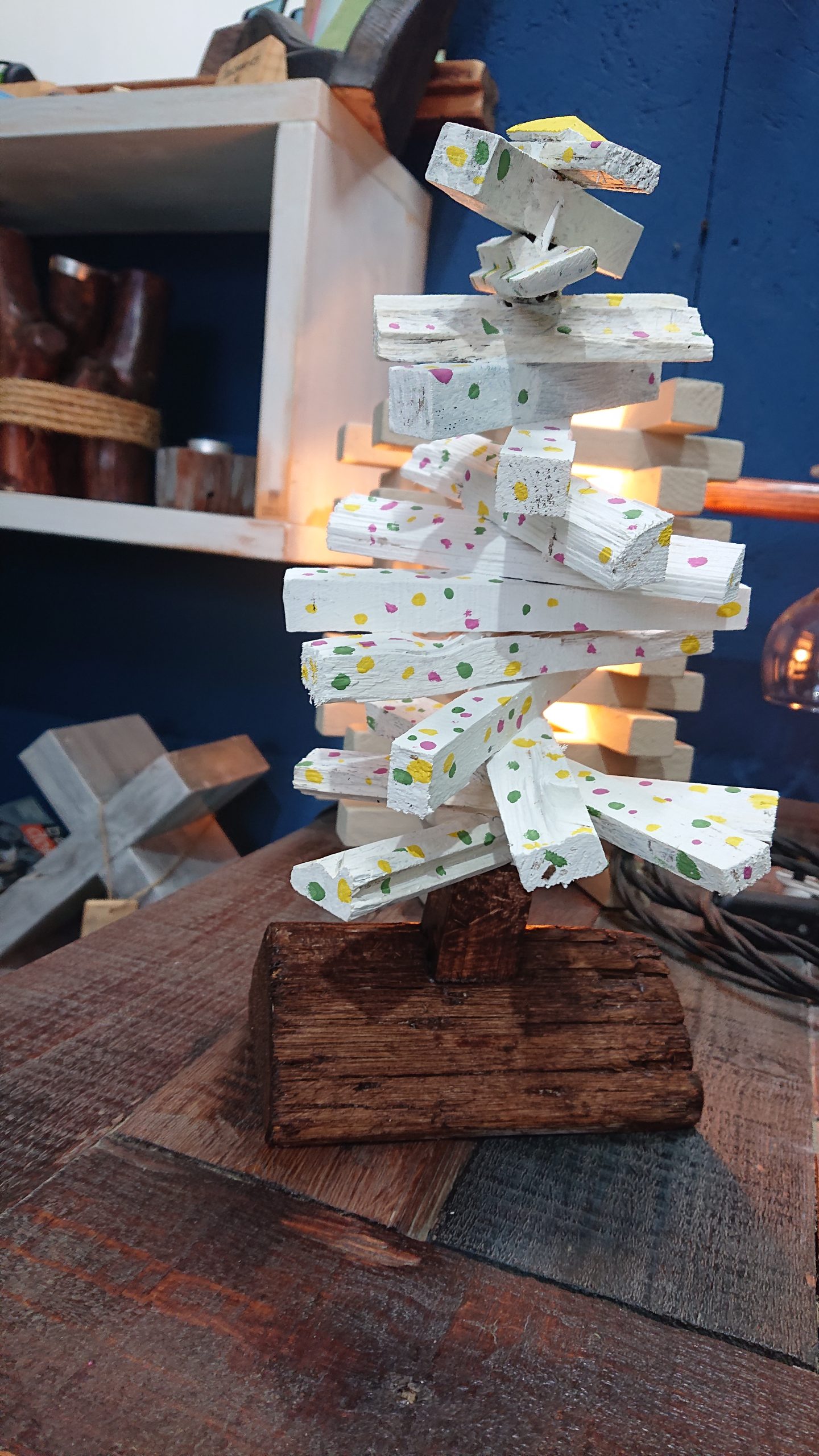 Repurposed wood Christmas tree decoration