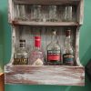 Rustic, repurposed wood, wall-mounted drinks bar with shelf - Image 4