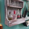 Rustic, repurposed wood, wall-mounted drinks bar with shelf - Image 2