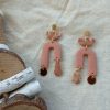Cinnamon, marbled boho polymer clay earrings