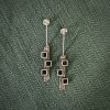 Silver square earrings