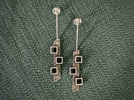 Silver square earrings