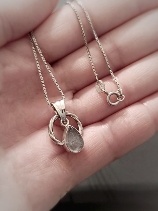 Silver apatite tear pendant in silver square chain - Image 5
