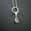 Silver apatite tear pendant in silver square chain - Image 2