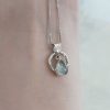 Silver apatite tear pendant in silver square chain - Image 4