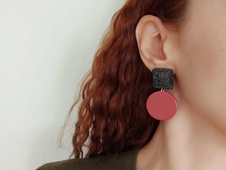 Square and circle earrings