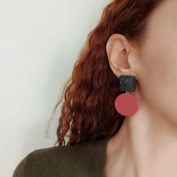 Square and circle earrings