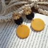 Glitter black and gold statement earrings