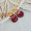 Marbled burgundy statement earrings