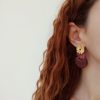 Marbled burgundy statement earrings - Image 3