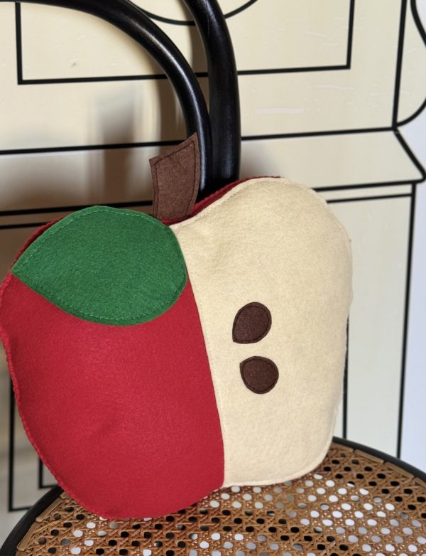 Whimsical Decorative Felt Apple Cushion -27x20cm