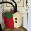 Whimsical Decorative Felt Apple Cushion -27x20cm