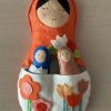 Adorable mum and 2 babies felt nesting dolls