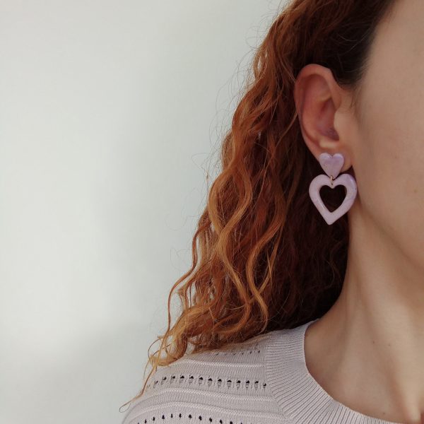 Lilac heart earrings - Image 2