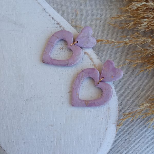 Lilac heart earrings