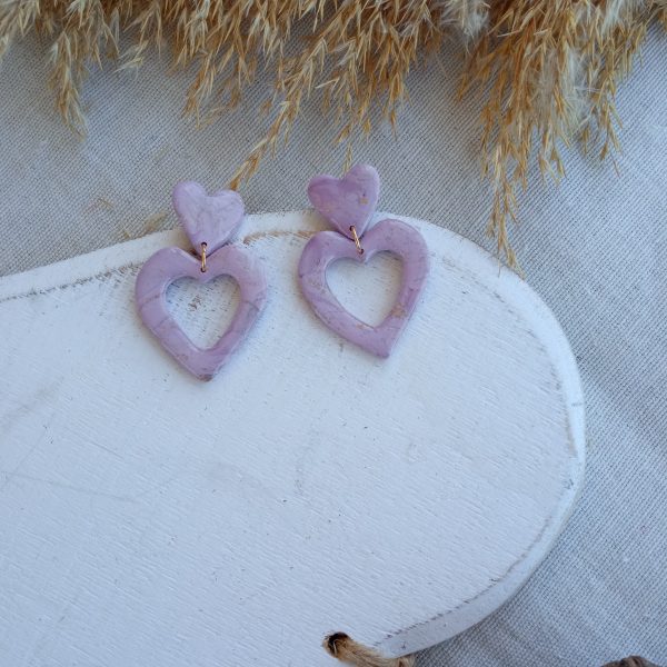 Lilac heart earrings - Image 3