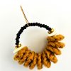 the "Golden desert" earrings // yellow and black crocheted women's earrings - detail