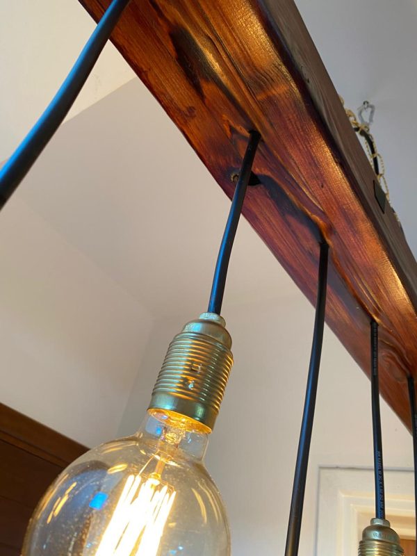 Hanging Pendant Light Rustic Solid Wood - Image 3