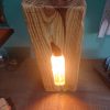 Repurposed solid olive block table lamp - Image 9