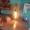 Repurposed solid olive block table lamp