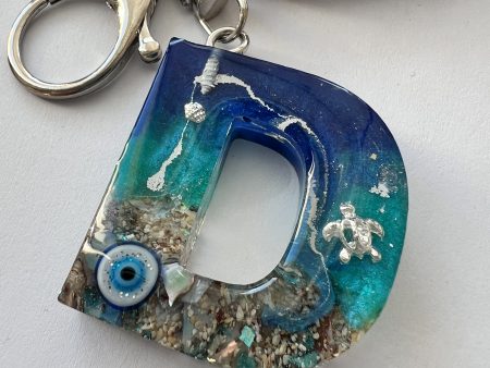 Ocean alphabet resin keychain. Made to order