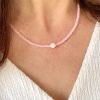 Pink Beaded Pearl Necklace