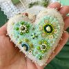 Mint green heart ornament. Beaded Cyprus heart. - Image 3