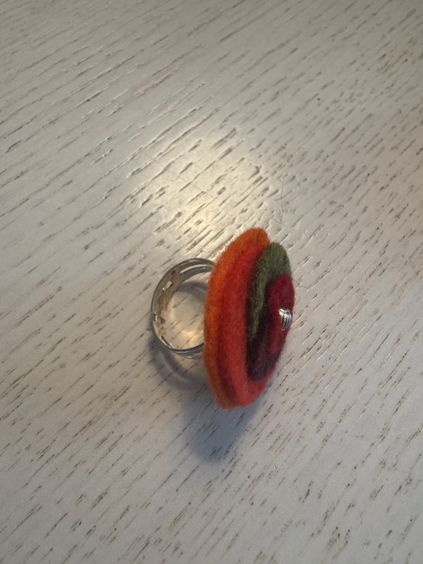 Bright Adjustable Felt Ring - Orange