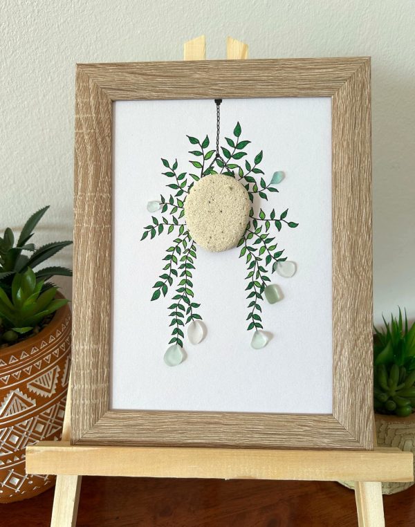 A lovely hanging floral arrangement, made with seaglass pieces and a pebble, perfect as a thoughtful gift! - Image 4
