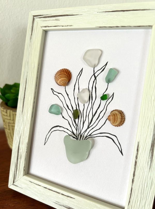 Seaglass and Seashell Framed Art