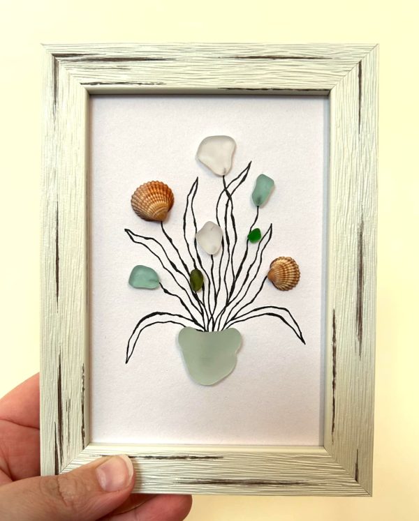 Seaglass and Seashell Framed Art