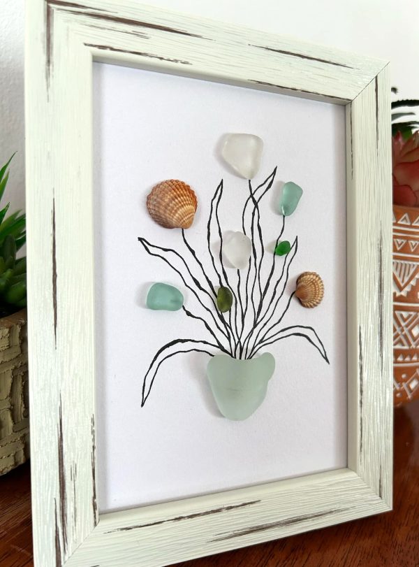 Seaglass and Seashell Framed Art
