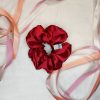 red satin scrunchie