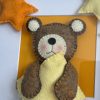 Adorable Felt Sleepy Teddy Framed Wall Decor