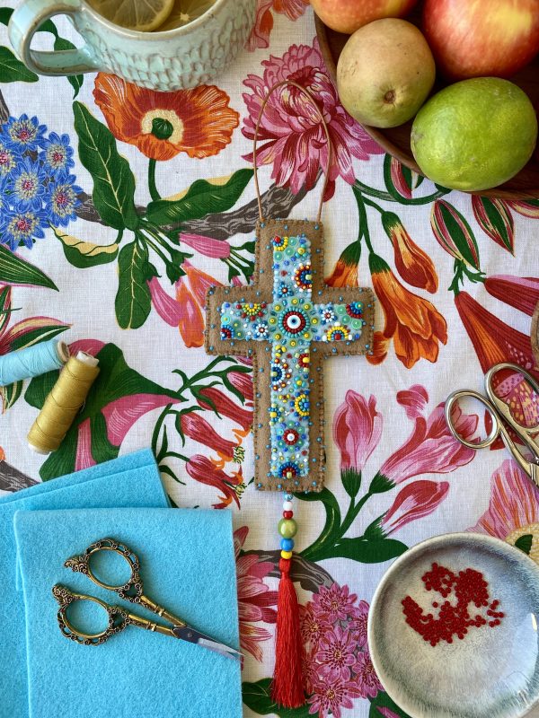 Cross Wall Hanging. An embroidered cross. Just one-of-a-kind wall hanging. - Image 6