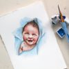 Custom handpainted baby watercolour painting