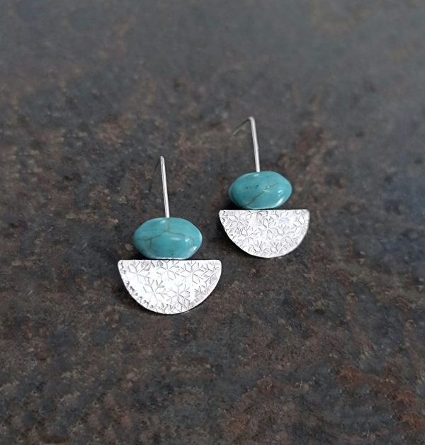 Silver earrings with turquoise howlite stone - Image 5