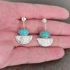 silver earrings with turquoise howlite stone