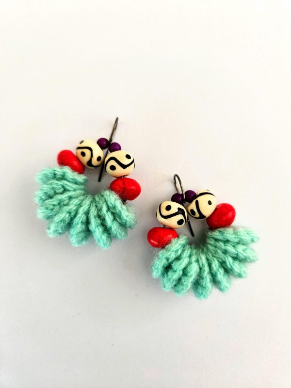 the "Playmates" earrings // vibrant yarn & bead women's Earrings - both
