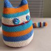Fifi Kitty-Cat Door Stopper – Colorful Crochet Striped Home Decor & Practical Door Holder - Image 5
