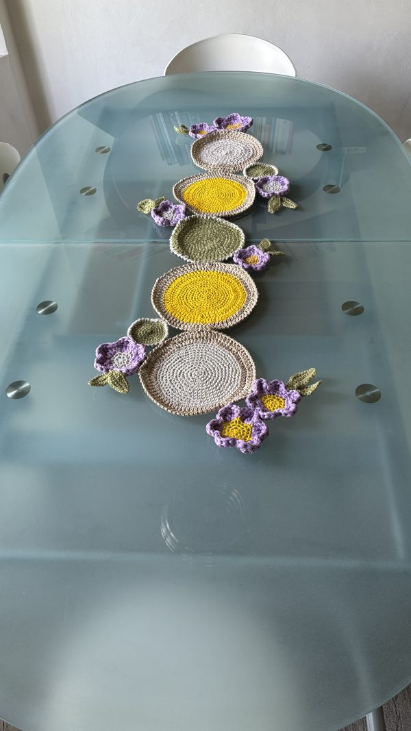 Crochet Daisy Table Runner with Matching Coasters- a floral accent for your home - Image 4